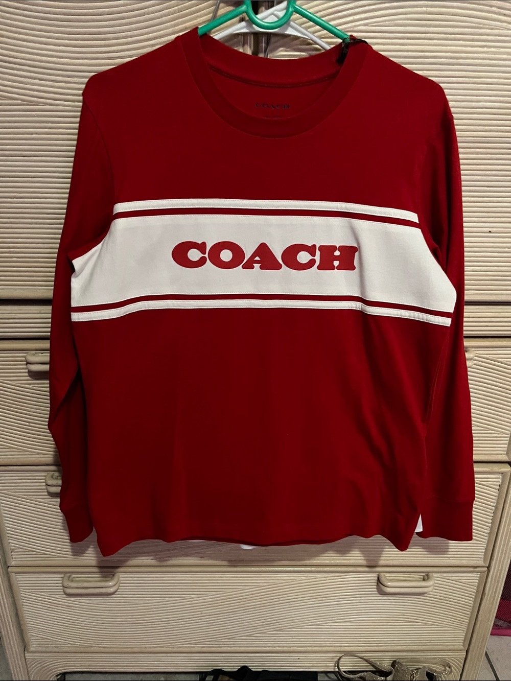Coach Red and White Logo Crewneck